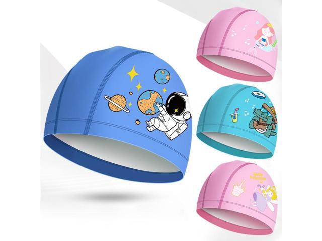 2 PCS Cute Cartoon High Elastic Children PU Waterproof Swimming Cap PU Swimming Cap (Elf) (Elf)