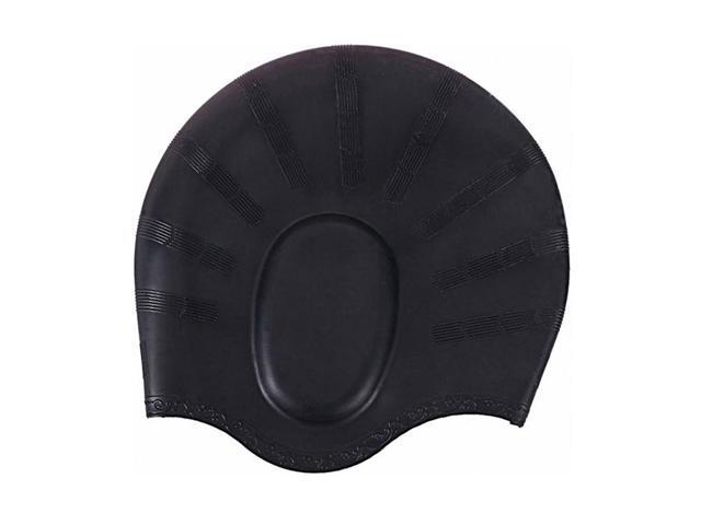 Silicone Ear Protection Waterproof Swimming Cap for Adults with Long Hair Long Hair Swimming Cap(Silver) (Silver)