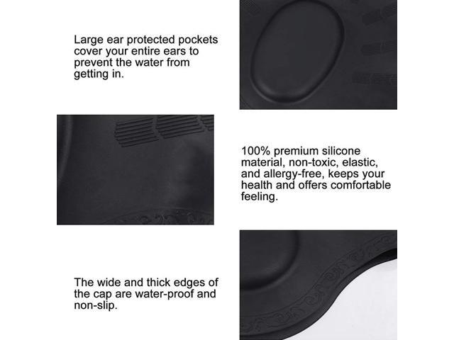 Silicone Ear Protection Waterproof Swimming Cap for Adults with Long Hair Long Hair Swimming Cap(Silver) (Silver)