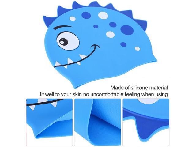 Children Cartoon Dinosaur Comfortable Silicone Swimming Cap Children Swimming Cap(Pink) (Pink)