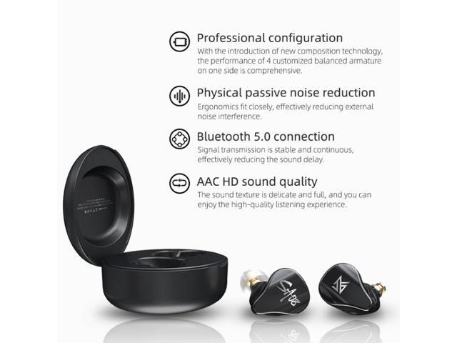 KZ SA08 Wireless Four-unit 5BA Balance Armature Bluetooth In-ear TWS Earphone, Size:SA08 (Black)