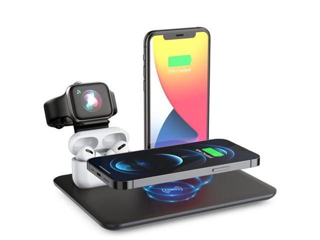 HQ-UD17 4 in 1 Wireless Charger Phone Holder Charging Base for Smart Phones, iWatch, AirPods HQ-UD17 (Black)