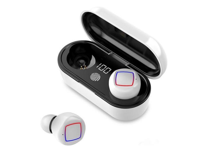 TWS Fingerprint Touch Bluetooth Headset LED Battery Display With Charging Bin(Black) (White)