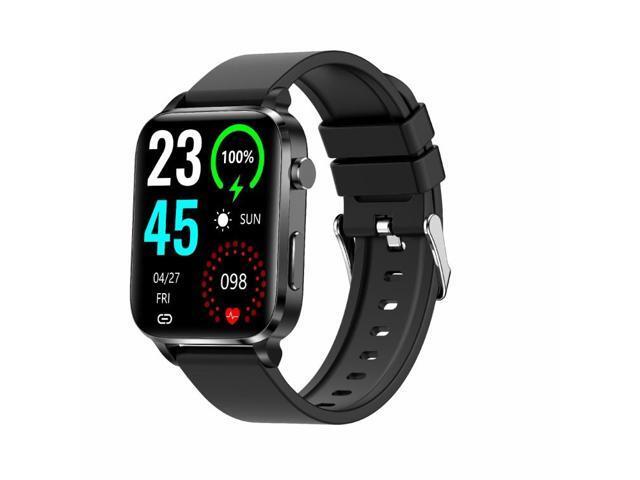 F100 1.7 inch HD Square Screen TPU Strap Smart Watch Supports Body Temperature Monitoring/Blood Oxygen Monitoring TPU Strap(Black) (Black)