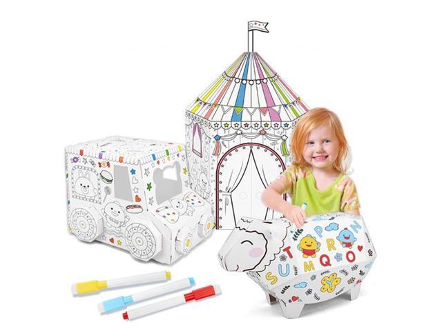 3D Graffiti Assembling DIY Manual Folding Paperboard Children Educational Toys (Candy Car)