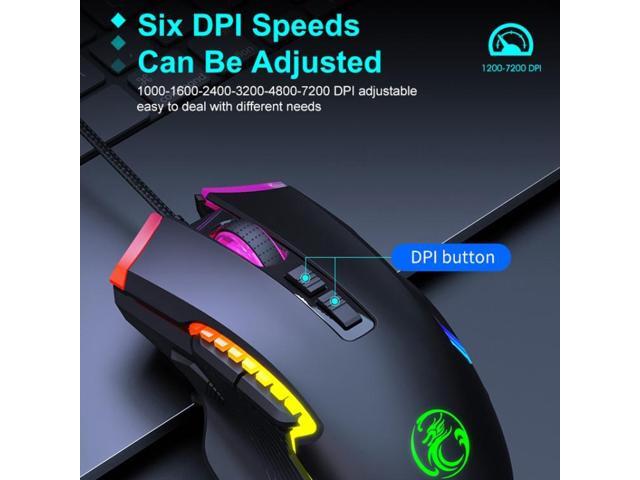 IMICE T70 8-Button 7200DPI RGB Lighting Programmable Wired Gaming Mouse, Cable Length: 1.8m (Black)