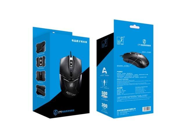 179 USB 1600DPI Three-speed Adjustable Wired Optical Gaming Mouse, Length: 1.3m(Black)