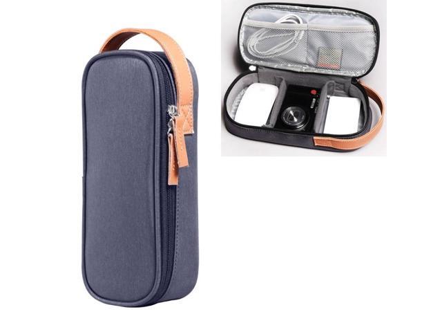 Multi-function Headphone Charger Data Cable Storage Bag, Ultra Fiber Portable Power Pack, Size: M, 16.5x6x23.5cm (Blue) Black