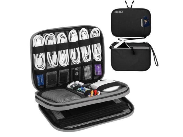 Multi-functional Headphone Charger Data Cable Storage Bag Portable Power Pack, Size:M, 25 x 18 x 5cm (Black)