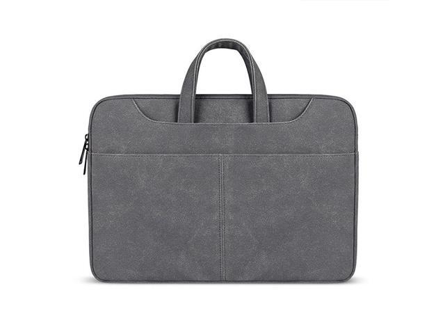 ST06S Waterproof PU Leather Zipper Hidden Portable Strap One-shoulder Handbag for 13.3 inch Laptops, with Magic Stick & Suitcase Belt (Light Grey)