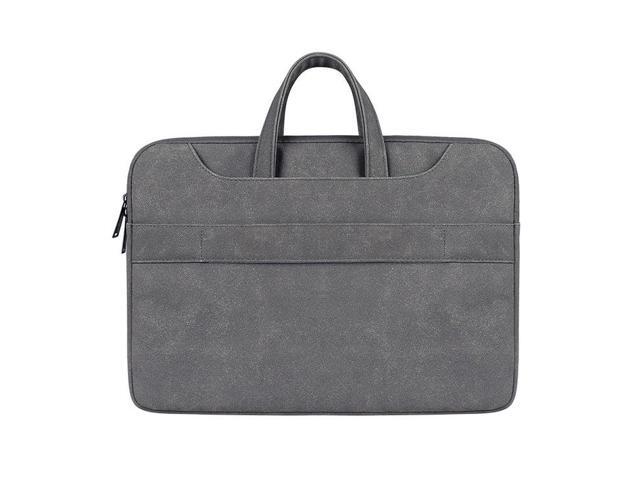 ST06S Waterproof PU Leather Zipper Hidden Portable Strap One-shoulder Handbag for 15.6 inch Laptops, with Magic Stick & Suitcase Belt (Light Grey)
