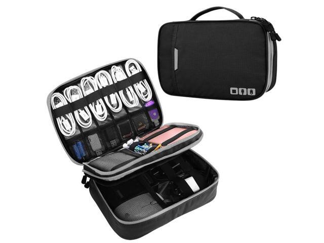 Multi-functional Headphone Charger Data Cable Storage Bag Portable Power Pack, Size: L, 25 x 18 x 7cm (Black)