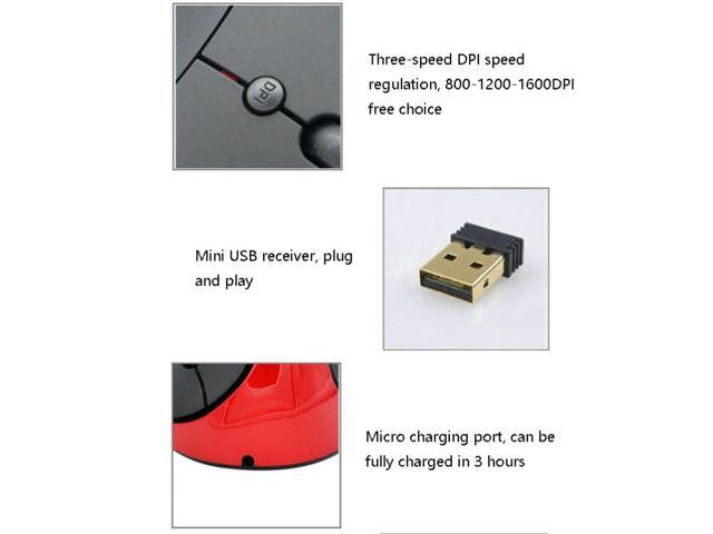 JSY-03 6 Keys Wireless Vertical Charging Mouse Ergonomic Vertical Optical Mouse(Red)