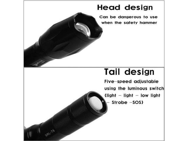 LT-XD 1 x XML-T6 White Light LED Flashlight, 1800 LM 5-Modes(Black)