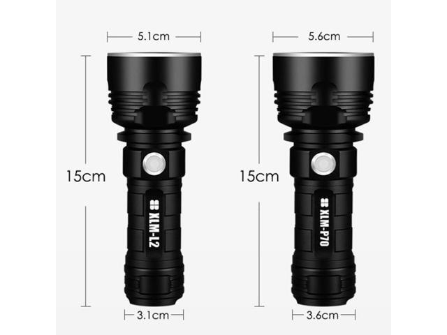 Strong Light Outdoor Waterproof Camping Aluminum LED Flashlight, Style: P70 (Without Battery), Size:P70 (Without Battery)