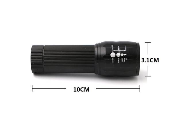 2 PCS Three-Speed Zoom LED Flashlight Mini Aluminum Flashlight (Black)