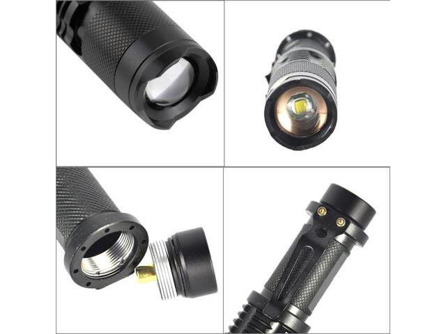 LT-HX XM-L T6 5-Modes White Light LED Flashlight, 2200 LM Mini Telescopic (Black)