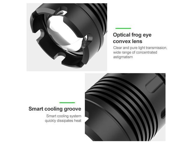 Long Style Micro USB Charging Outdoor Waterproof P90 + COB LED Flashlight, Support Power Display & Telescopic Focusing & 7-level Brightness Adjustment