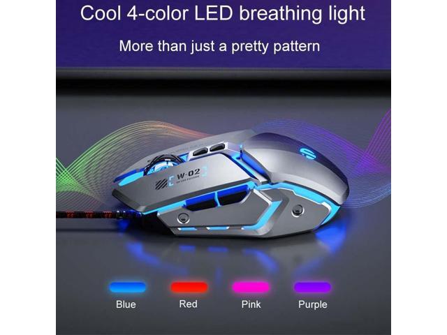 PW2 (Metallic Gray) Inphic W-02 6 Keys Home Office Luminous Macro Programming USB Computer Mechanical Game Wired Mouse, Size:W-02 (Metallic Gray)...