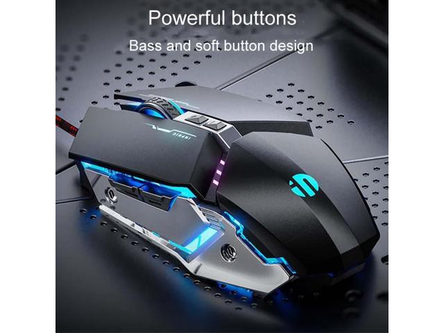 PW2 (Metallic Gray) Inphic W-02 6 Keys Home Office Luminous Macro Programming USB Computer Mechanical Game Wired Mouse, Size:W-02 (Metallic Gray)...