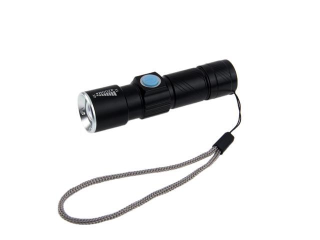 White Light Retractable Flashlight, Cree Q5 LED 3-Mode with Lanyard (Black)