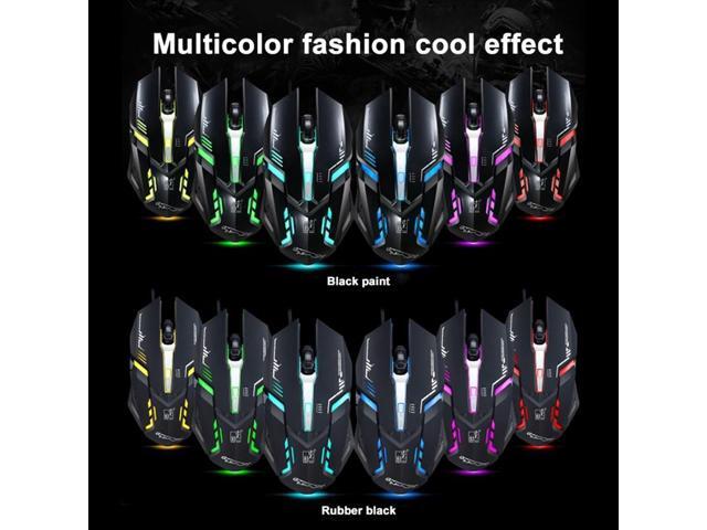 Chasing Leopard V17 USB 2400DPI Four-speed Adjustable Line Pattern Wired Optical Gaming Mouse with LED Breathing Light, Length: 1.45m (Jet Black)