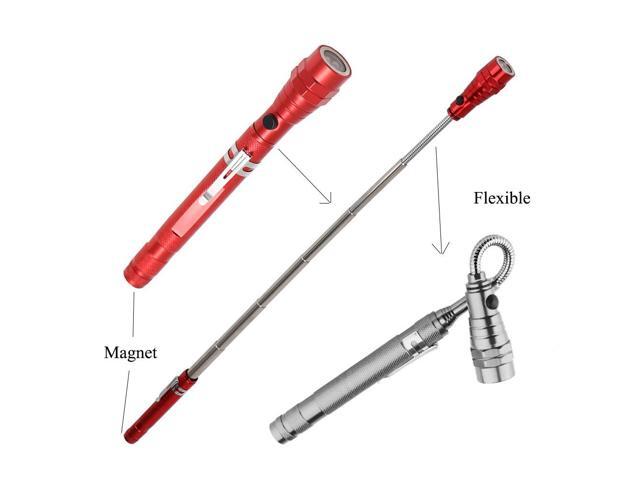 2 PCS 1W Flexible Magnet Camping Fishing Telescopic 360 Degrees Head Flashlight Outdoor Torch Magnetic Pick Up Tool Lamp (Red)