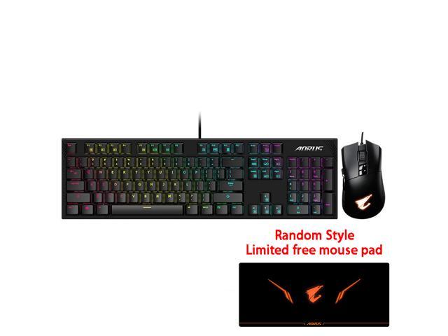 GIGABYTE Gaming Keyboard Mouse Combo, AORUS K1 Red Gaming RGB Wired Mechanical Keyboard And AORUS M3 Gaming Mouse. Cable Management Design, No Key.