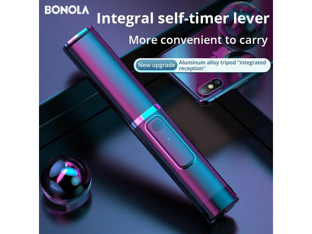 Bonola Portable Integrated Tripod Selfie Stick Hidden Phone Bracket Bluetooth Button Phone Self-timer Lever Holder For Phone