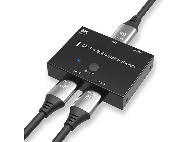DisplayPort 8K DP 1.4 Switch Bi-Direction 8K@30Hz 4K@120Hz Splitter Converter for Multiple Source and displays.
