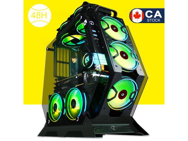 KEDIERS 7 PCS RGB Fans ATX Mid-Tower PC Gaming Case Open Computer Tower Case - USB3.0 - Remote Control - 2 Tempered Glass - Cooling System.