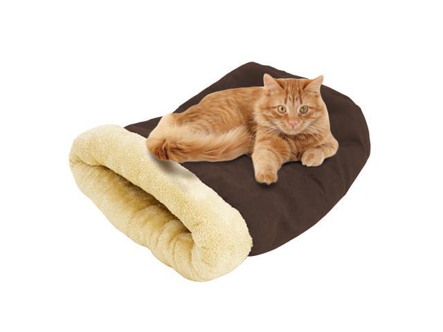GOOPAWS 4 in 1 Self Warming Burrow Covered Cat & Dog Bed, Pet Hideway Sleeping Cuddle Cave