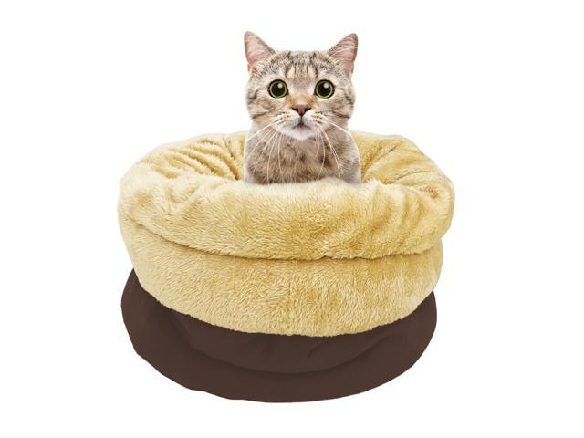 GOOPAWS 4 in 1 Self Warming Burrow Covered Cat & Dog Bed, Pet Hideway Sleeping Cuddle Cave