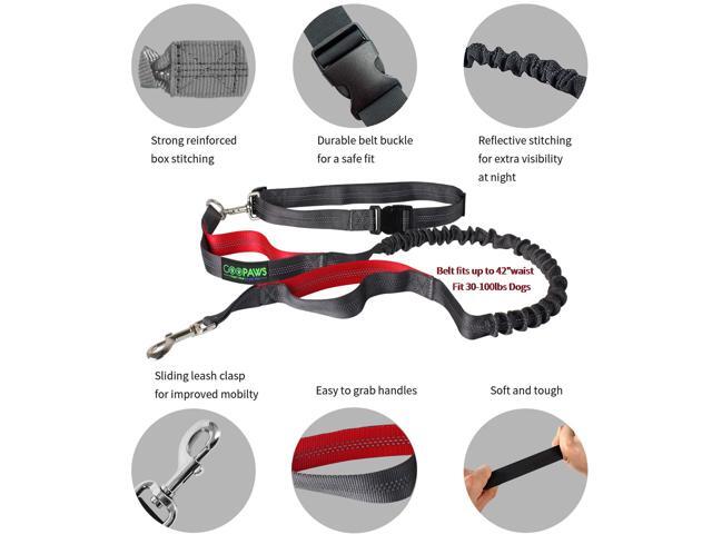 GOOPAWS Bungee Reflective Standard Dog Leash, Hands Free Dog Leash for Running, Walking, Hiking Jogging for Medium & Large Dogs up to 150lbs
