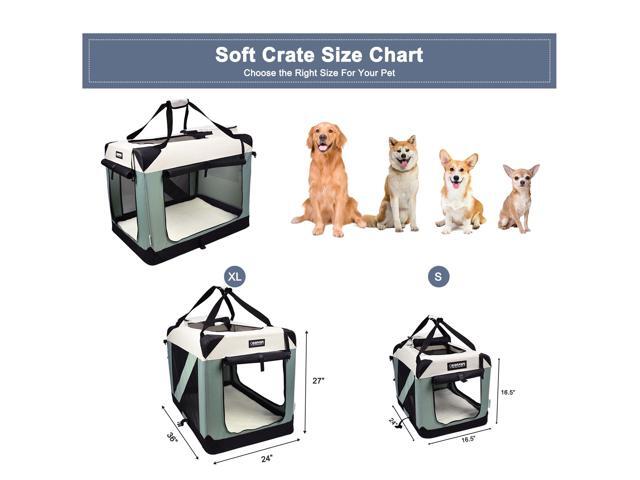Jespet & GOOPAWS Soft Dog Crate, 3 Door Soft Sided Folding Kennel, 36inches, Shale Green