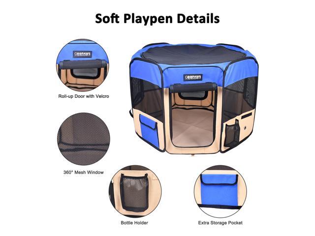 Jespet Portable Foldable Pet Dog Playpen, Portable Pet Playpen Exercise Pen Kennel with Carry Bag for Puppy Cats Kittens Rabbits
