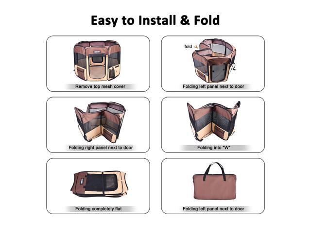 Jespet Portable Foldable Pet Dog Playpen, Portable Pet Playpen Exercise Pen Kennel with Carry Bag for Puppy Cats Kittens Rabbits
