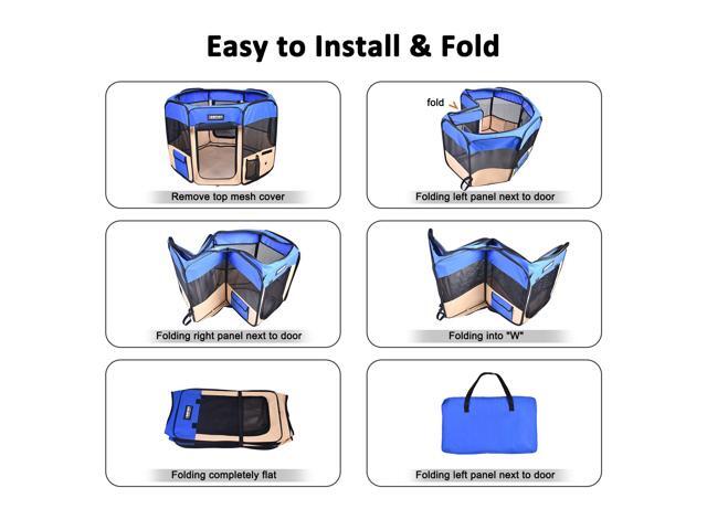 Jespet Portable Foldable Pet Dog Playpen, Portable Pet Playpen Exercise Pen Kennel with Carry Bag for Puppy Cats Kittens Rabbits