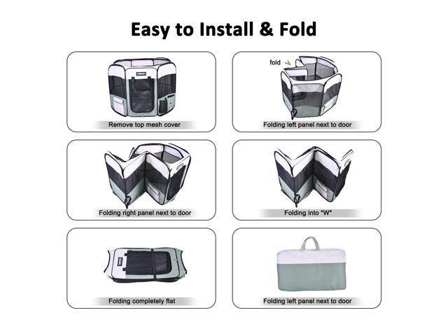 Jespet Portable Foldable Pet Dog Playpen, Portable Pet Playpen Exercise Pen Kennel with Carry Bag for Puppy Cats Kittens Rabbits