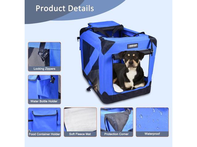 Jespet Folding Soft Pet Crates Kennel, 3-Door Indoor & Outdoor Collapsible Dog Crate, Travel Pet Carrier with Straps and Fleece Mat for Dogs Cats,...
