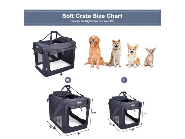 Jespet Folding Soft Pet Crates Kennel, 3-Door Indoor & Outdoor Collapsible Dog Crate, Travel Pet Carrier with Straps and Fleece Mat for Dogs Cats,...