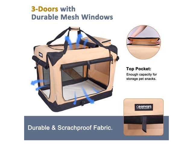 Jespet Folding Soft Pet Crates Kennel, 3-Door Indoor & Outdoor Collapsible Soft Dog Crate, Travel Pet Carrier with Straps and Fleece Mat for Dogs...