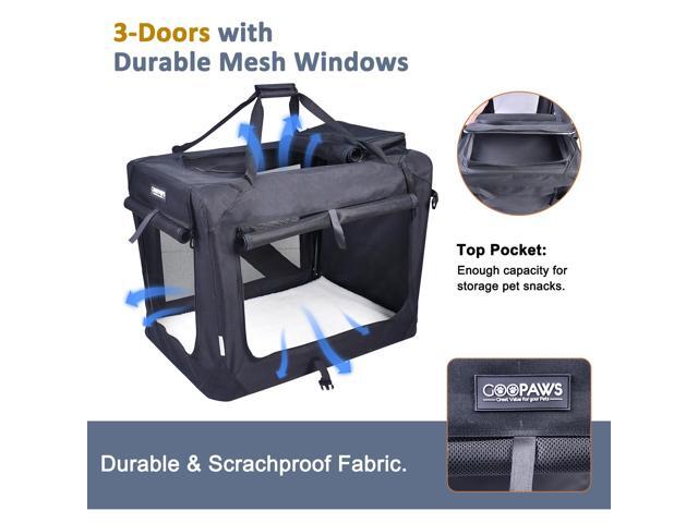 Jespet Folding Soft Pet Crates Kennel, 3-Door Indoor & Outdoor Collapsible Soft Dog Crate, Travel Pet Carrier with Straps and Fleece Mat for Dogs...