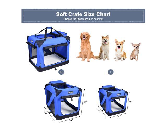 Jespet Folding Soft Pet Crates Kennel, 3-Door Indoor & Outdoor Collapsible Soft Dog Crate, Travel Pet Carrier with Straps and Fleece Mat for Dogs...