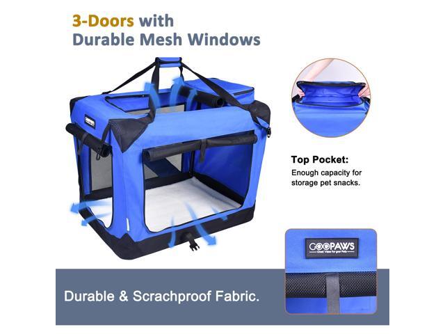 Jespet Folding Soft Pet Crates Kennel, 3-Door Indoor & Outdoor Collapsible Soft Dog Crate, Travel Pet Carrier with Straps and Fleece Mat for Dogs...