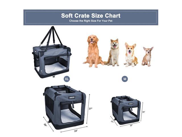 Jespet Folding Soft Pet Crates Kennel, 3-Door Indoor & Outdoor Collapsible Dog Crate, Travel Pet Carrier with Straps and Fleece Mat for Dogs Cats,...