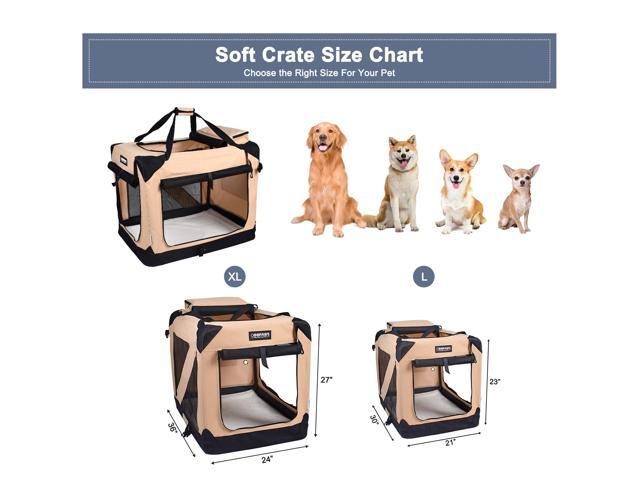 Jespet Folding Soft Pet Crates Kennel, 3-Door Indoor & Outdoor Collapsible Dog Crate, Travel Pet Carrier with Straps and Fleece Mat for Dogs Cats,...