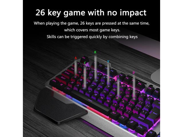 Wireless Gaming Keyboard and Mouse with Rainbow Backlit Rechargeable Metal Panel Mechanical Feel Ergonomic Keyboard and Mouse for Laptop PC Gamer