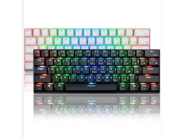RK61 Mechanical Gaming Keyboard, 60% RGB Backlit 61 Keys Wired/Wireless Bluetooth Mini Portable Keyboard Gaming/Office for iOS Android Windows and Mac