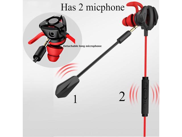 Gaming Earphone, In-Ear Games Headset 7.1 Stereo Bass With Dual Mic For phone, tablet, laptop, PC